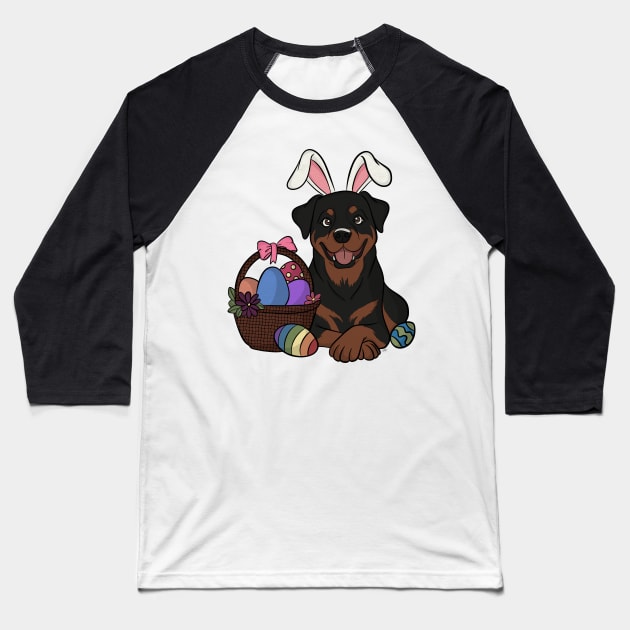 Rottiweiler Easter Bunny Baseball T-Shirt by rmcbuckeye